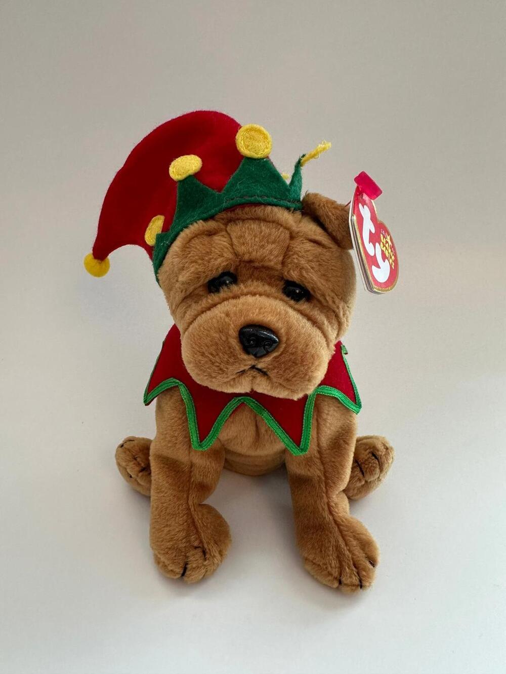 Ty Beanie Baby “Elfis” the Holiday Bulldog - Learning Express Exc (6 inch)